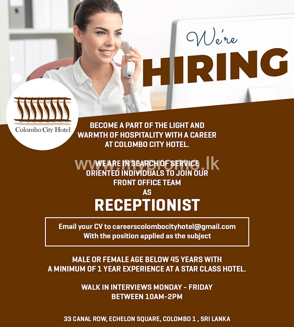 Receptionist At Colombo City Hotel