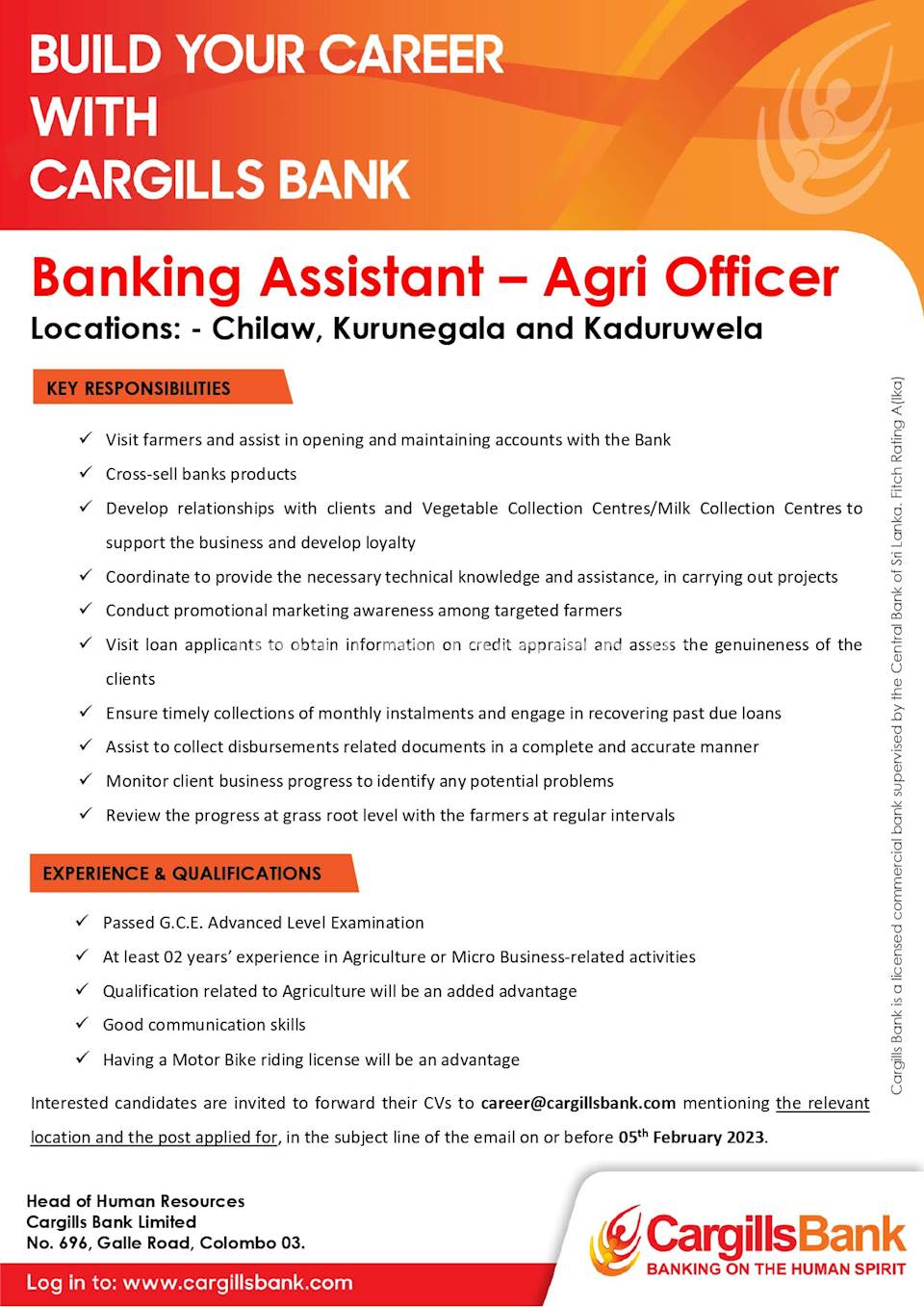 Banking Assistant - Agri Officer