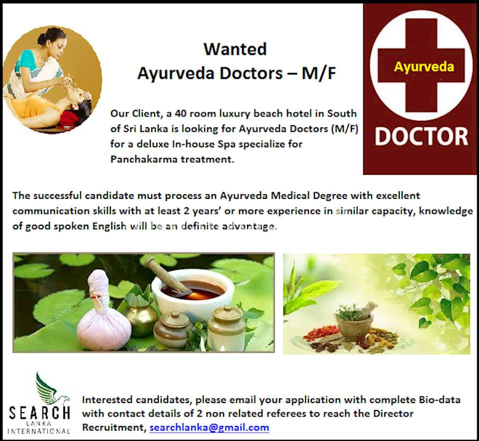 Wanted - Ayurveda Doctors – M/F 