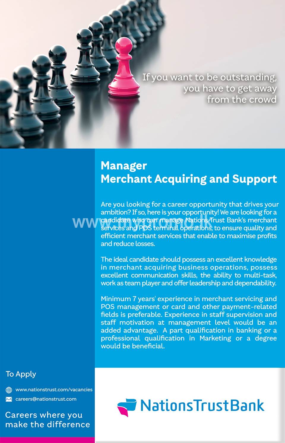 Manager for Merchant Acquiring and Support