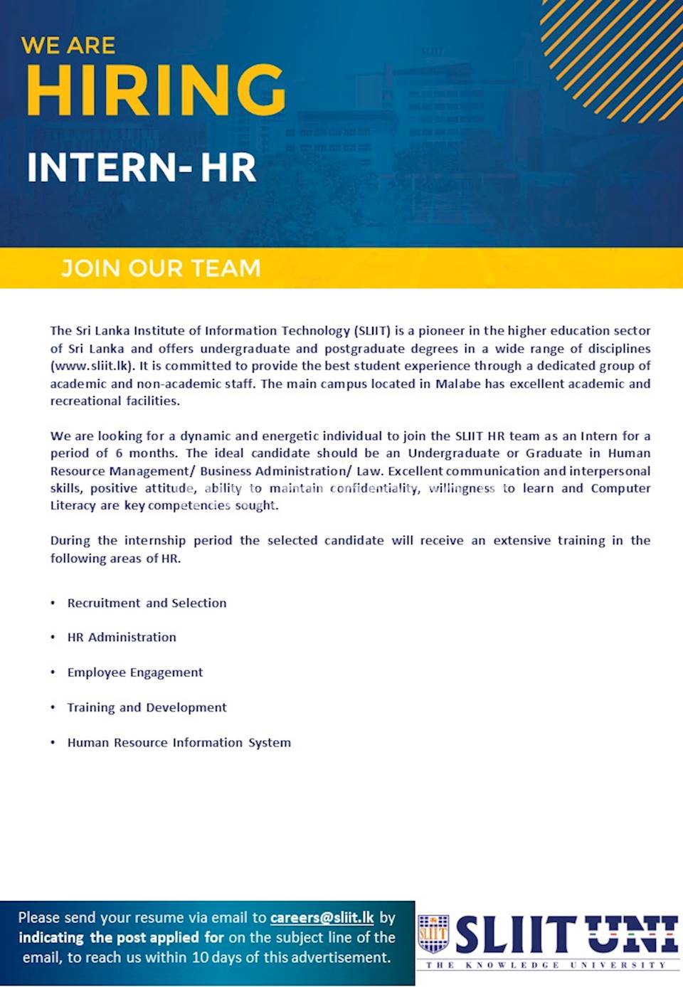 Intern/HR at SLIIT