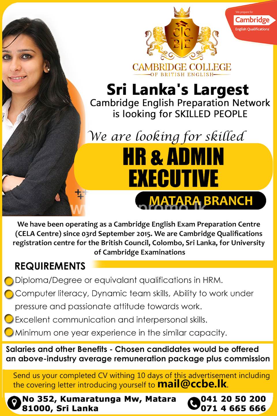 vacancy-for-hr-manager-at-cambridge-college-of-british-english-matara