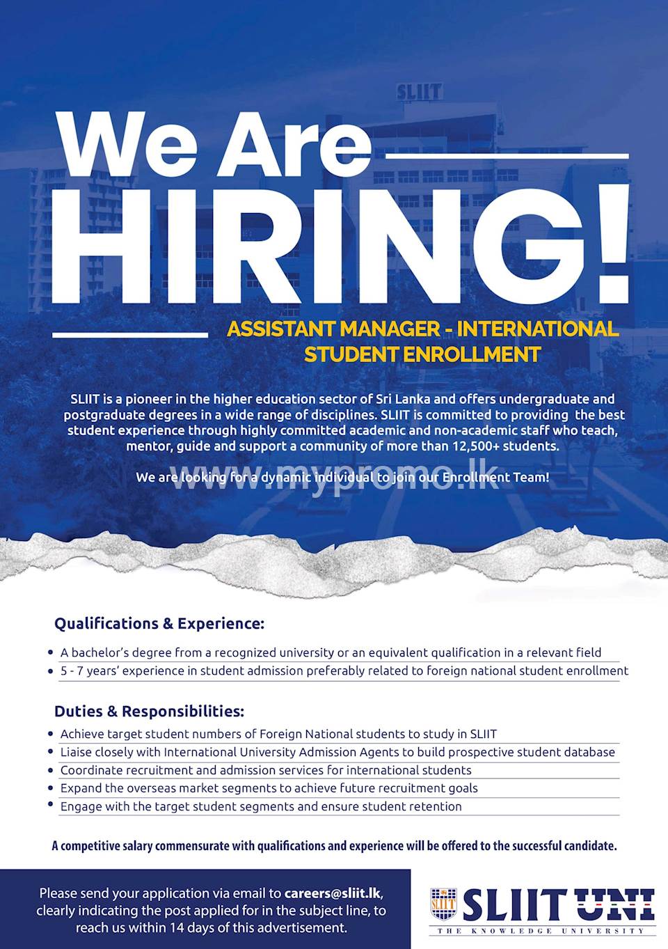 Assistant Manager - International Student Enrollment