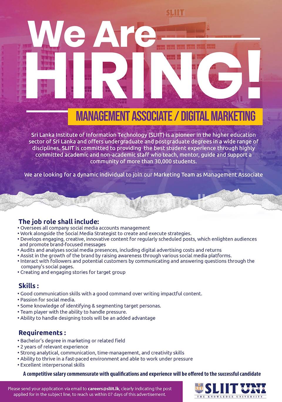Management Associate Digital Marketing at SLIIT