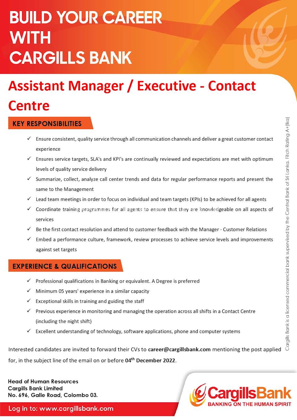 Assistant Manager/ Executive - Contact Centre