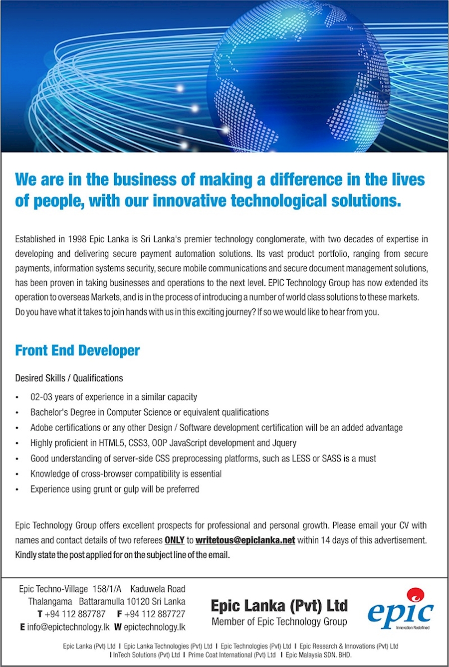 FRONT END DEVELOPER 