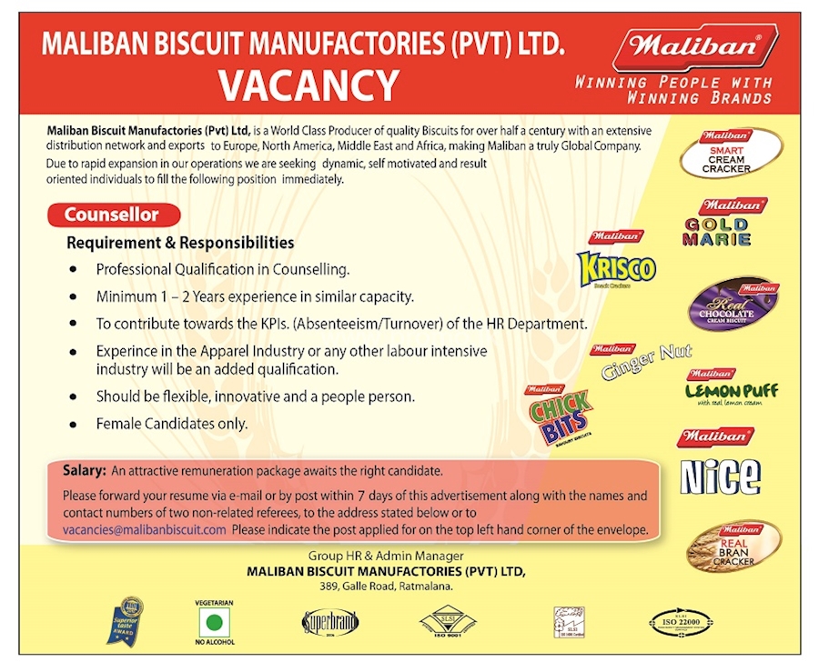 Counsellor at Maliban Biscuits