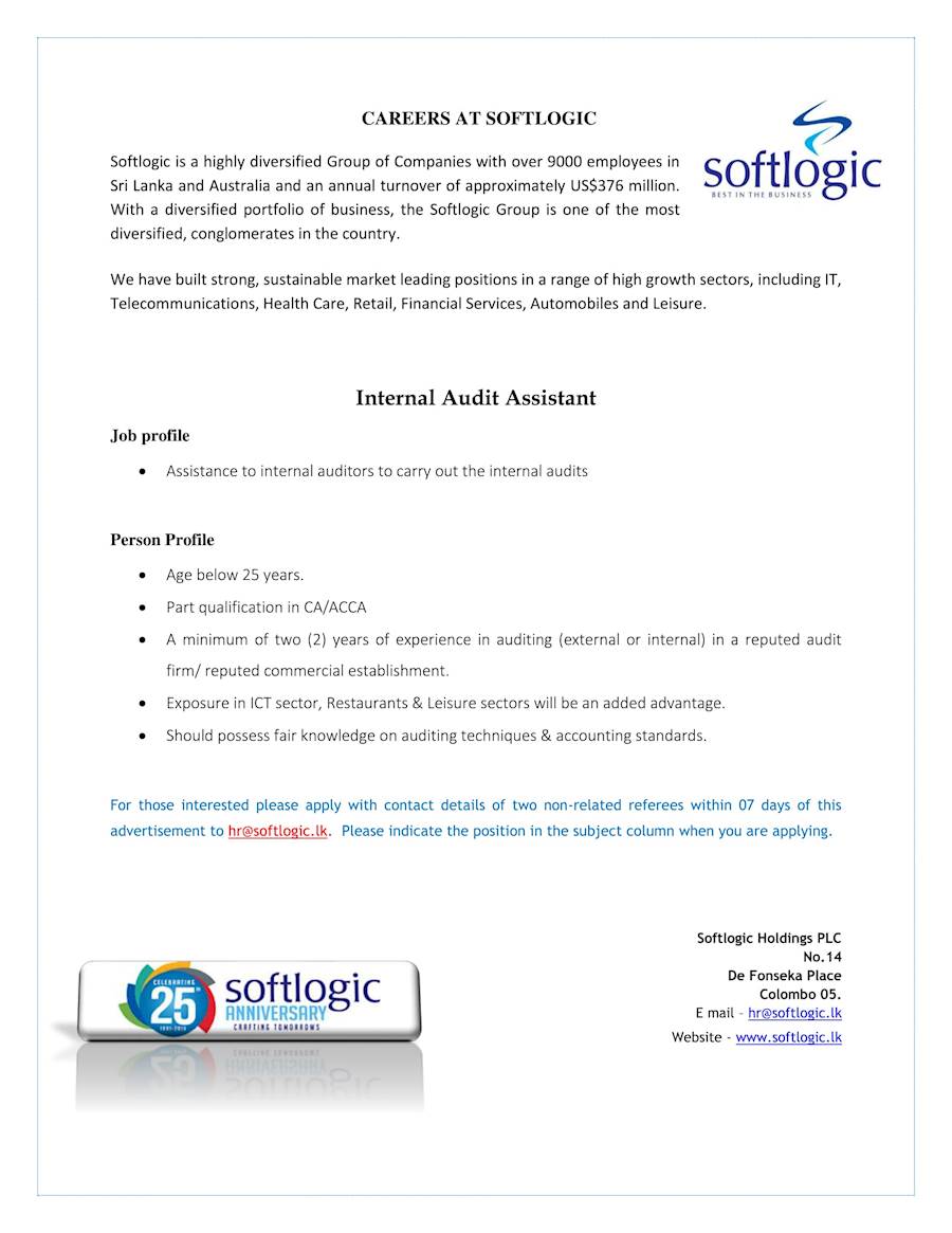 INTERNAL AUDIT ASSISTANT at SOFTLOGIC 