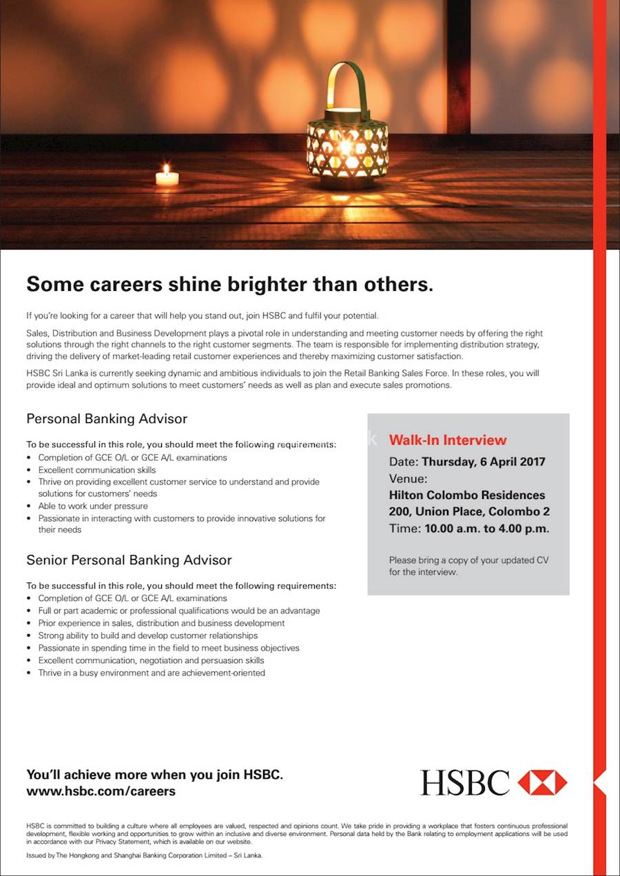 Personal Banking Advisor And Senior Personal Banking Advisor At Hsbc At