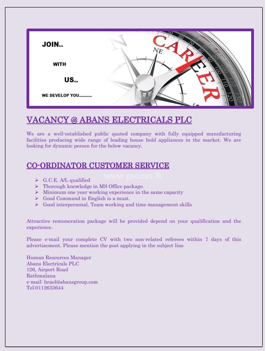 Coordinator Customer Service 