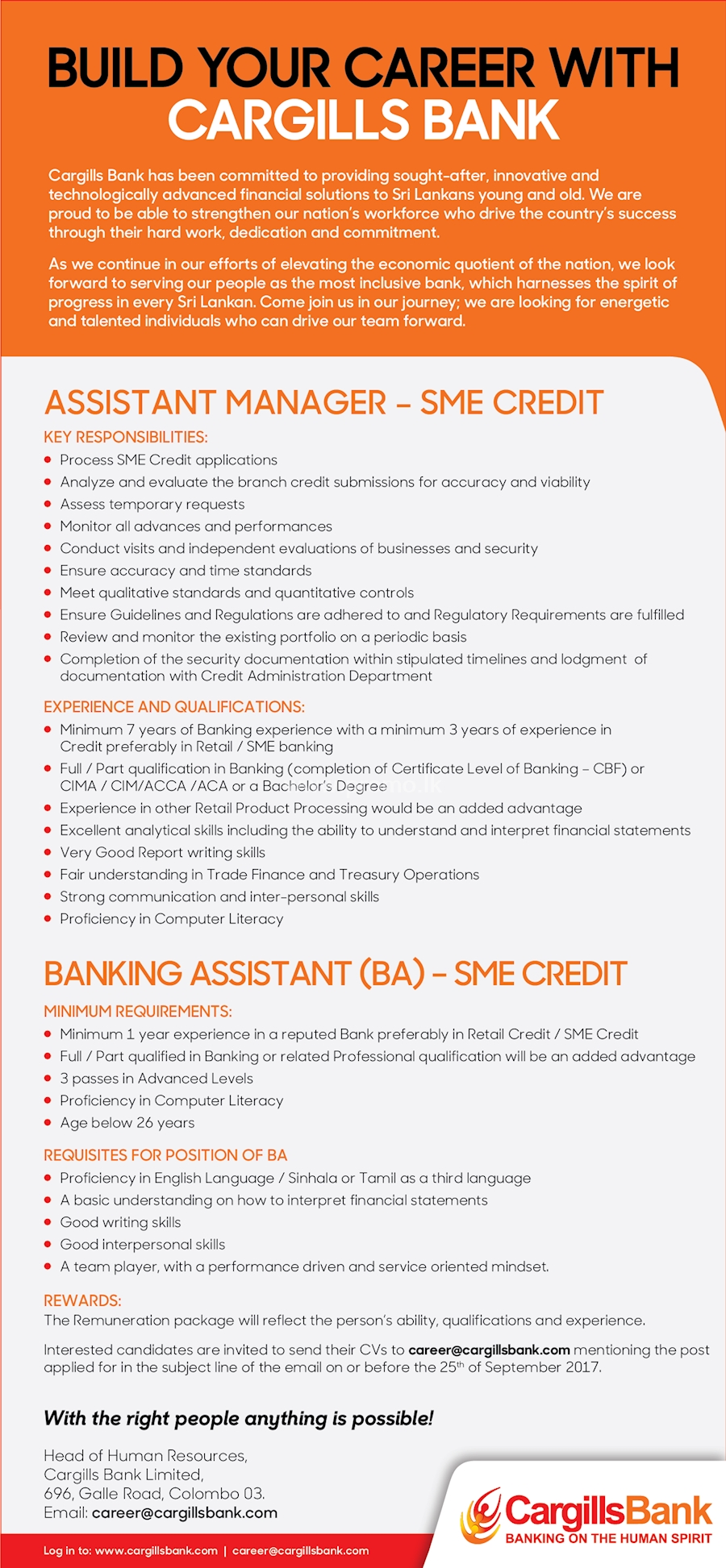Assistant Manager & Banking Assistant - SME Credit 