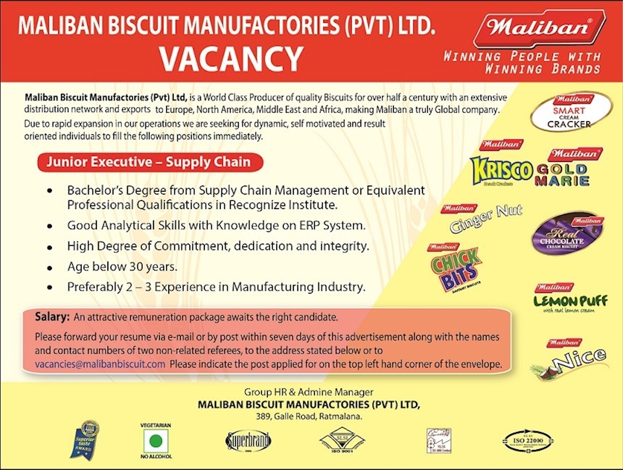Junior Executive at Maliban Biscuits