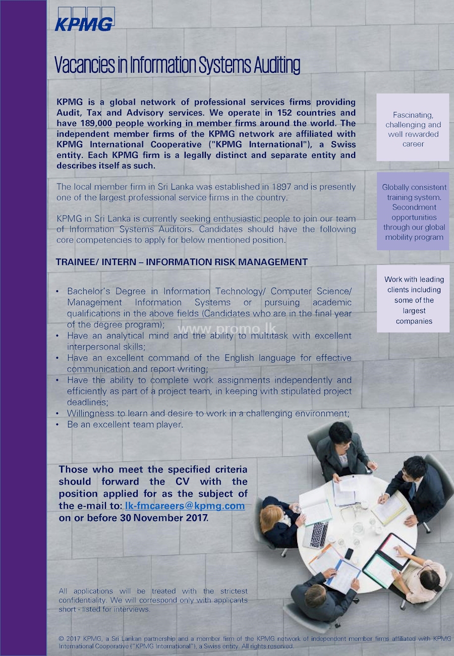 Trainee Intern Information Risk Management At KPMG Sri Lanka