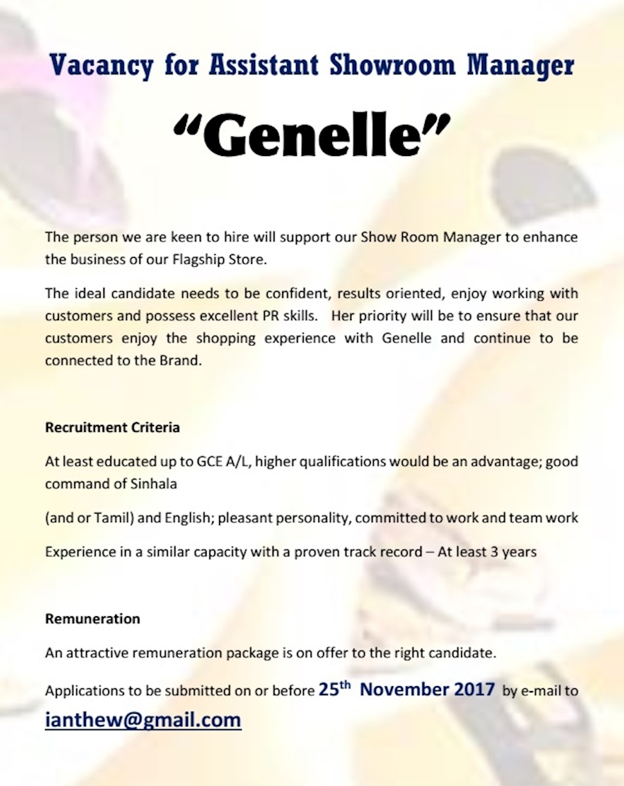 Assistant Showroom Manager 