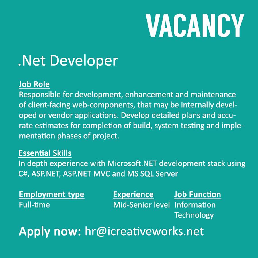 Vacancy for .Net Developer