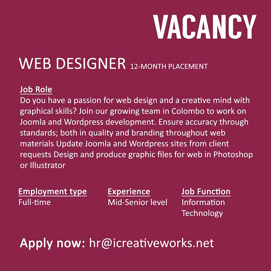 Vacancy for Web Designer