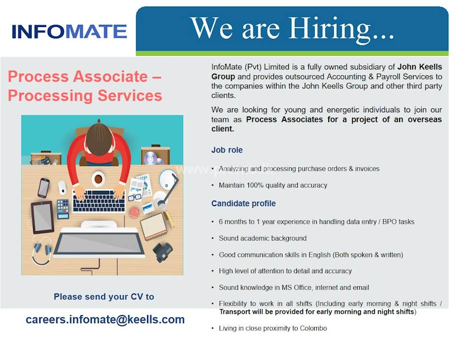 PROCESS ASSOCIATE - Processing Service at INFOMATE 