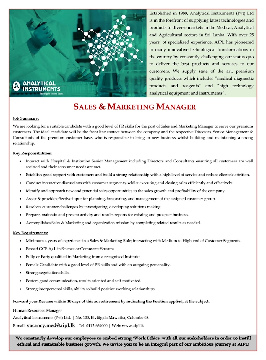 Sales & Marketing Manager 
