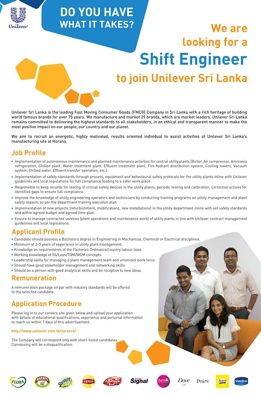 Vacancy for SHIFT MANAGER at UNILEVER SRILANKA 