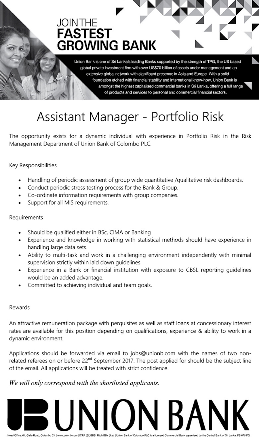 Assistant Manager - Portfolio Risk 