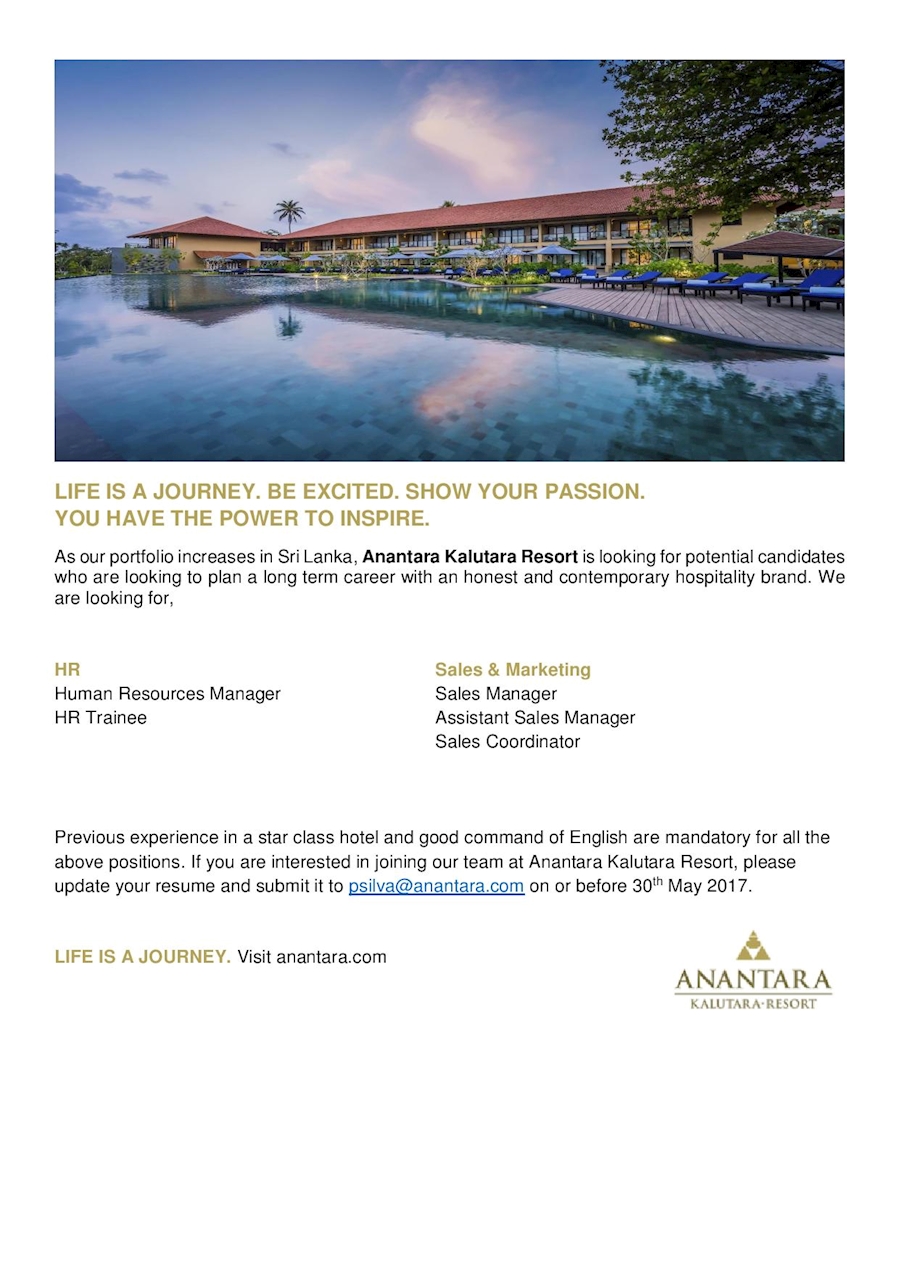 VACANCIES at ANANTARA KALUTARA RESORT 