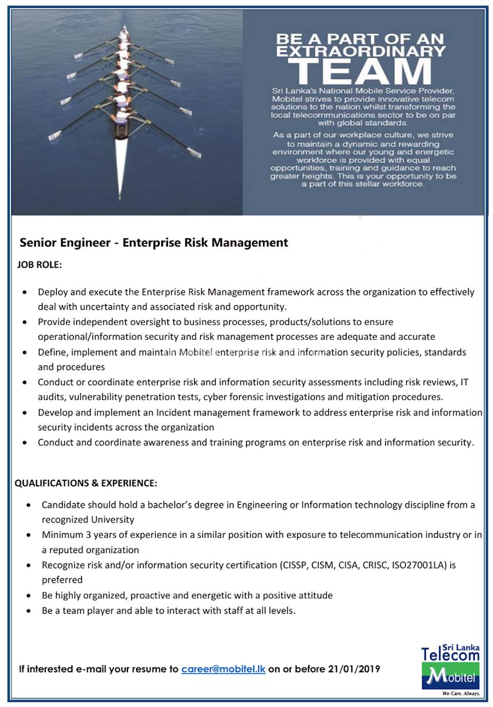 Senior Engineer - Enterprise Risk Management 