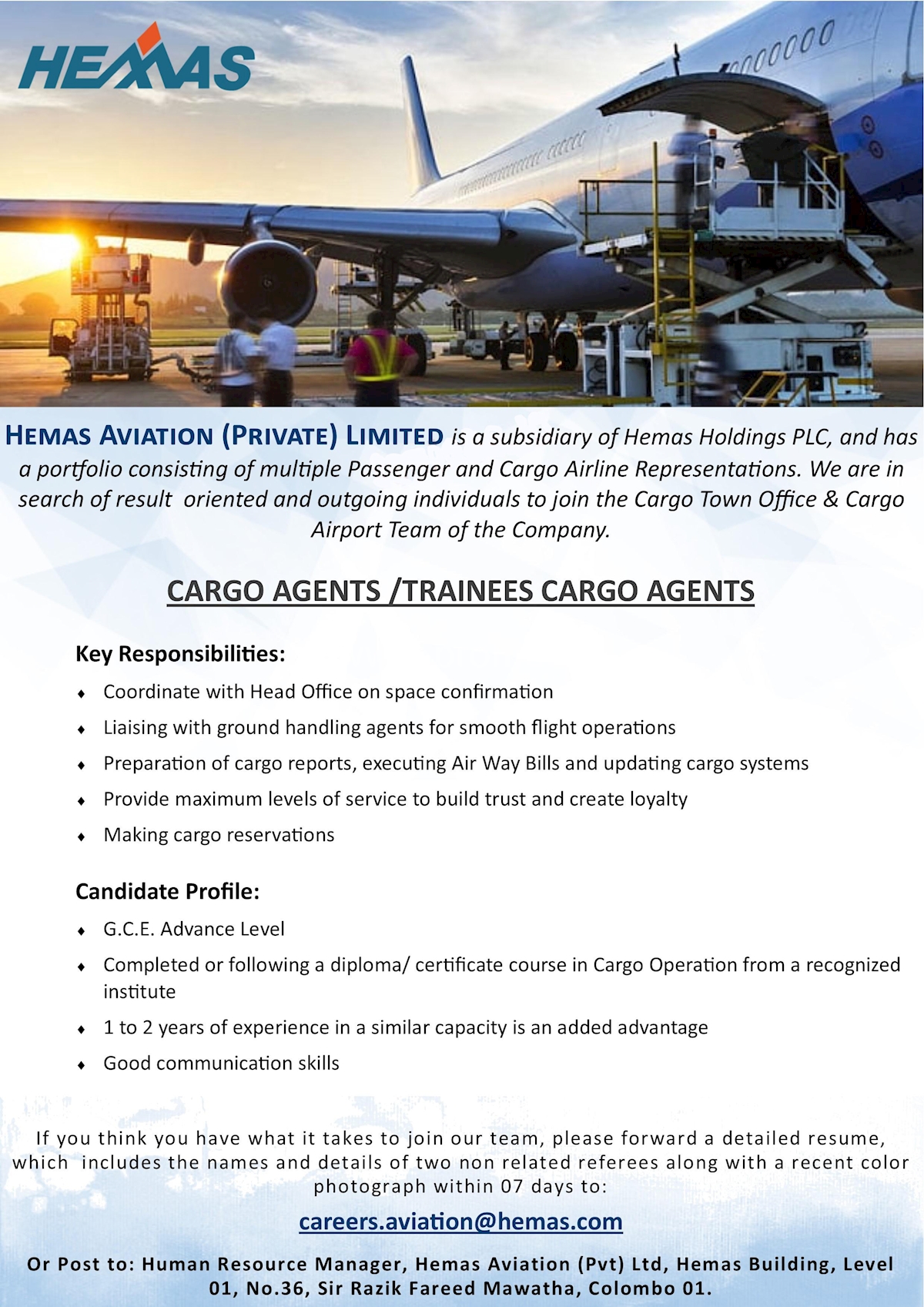 Cargo Agents / Trainees Cargo Agents