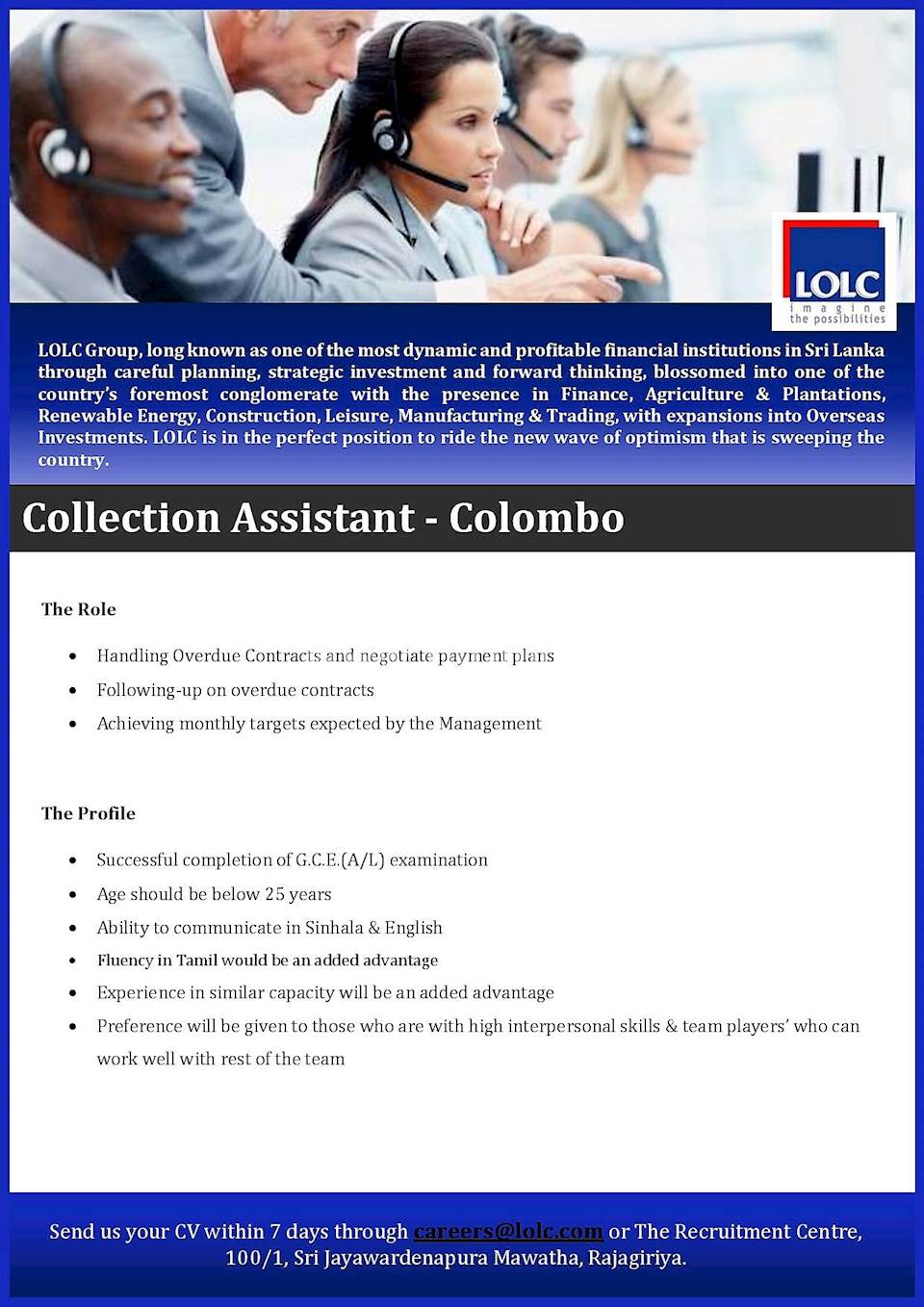 Collection Assistant - Colombo