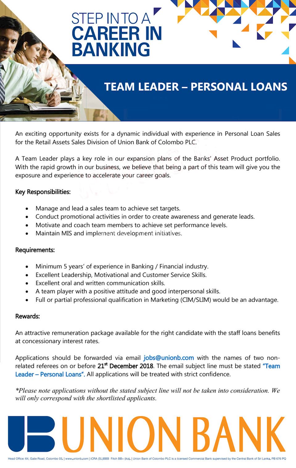 Team Leader - Personal Loans