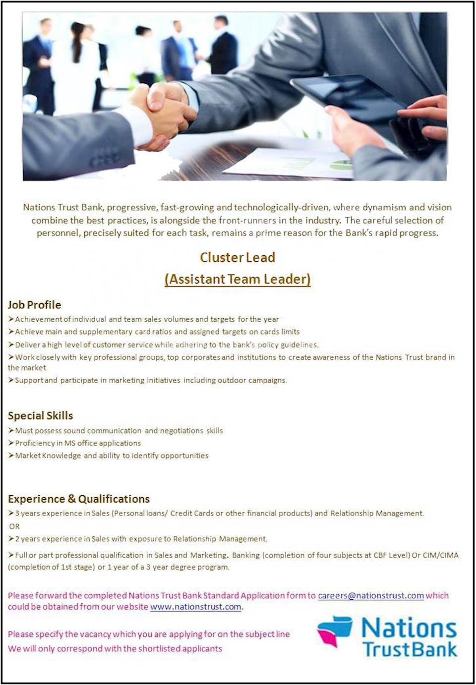 Cluster Lead (Assistant Team Leader)