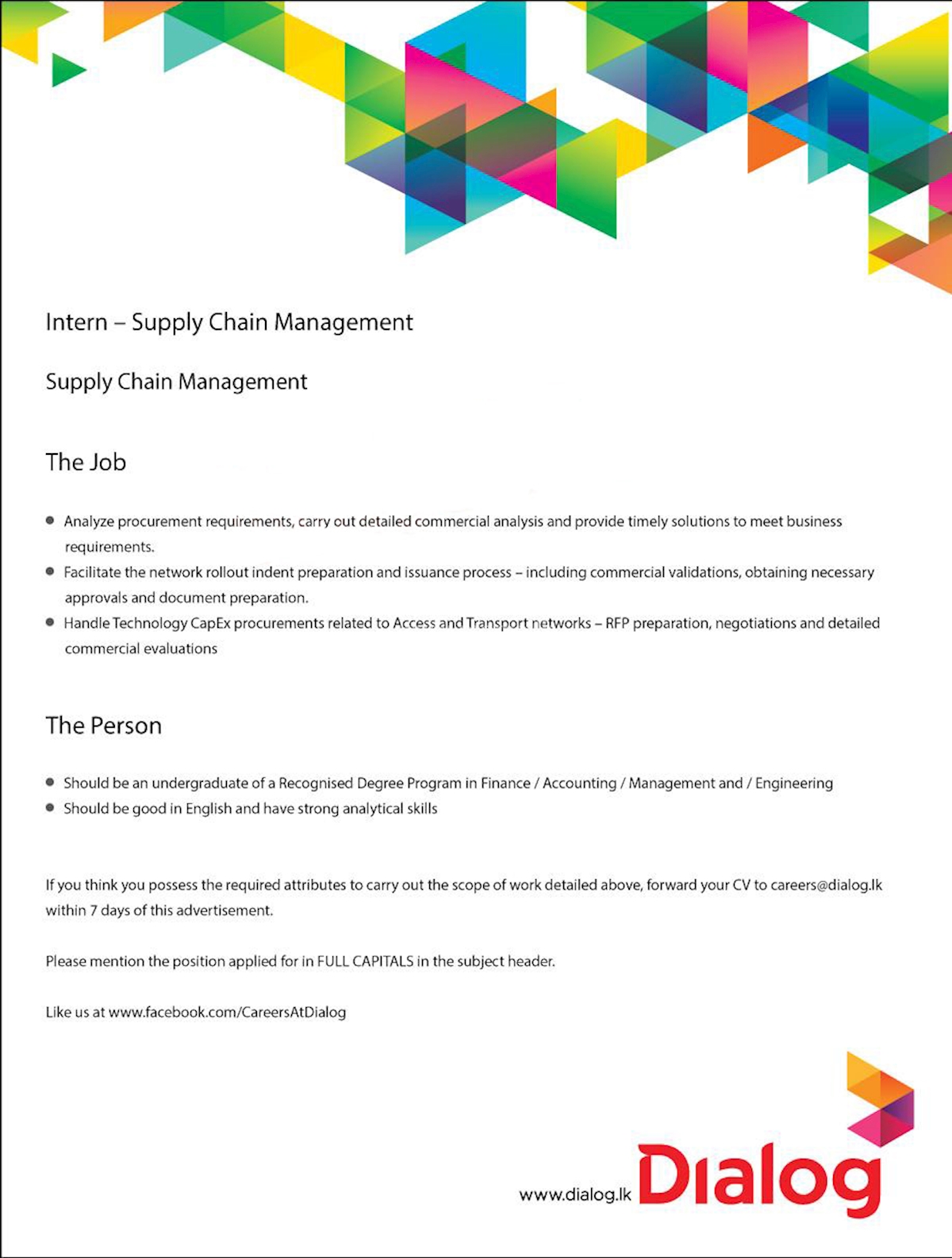 Intern - Supply Chain Management 