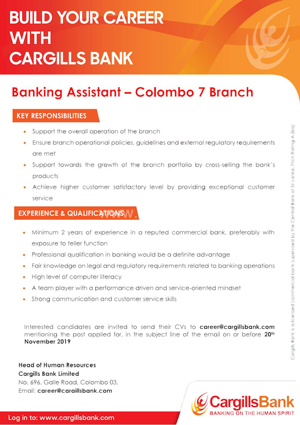 Banking Assistant - Colombo 7 Branch