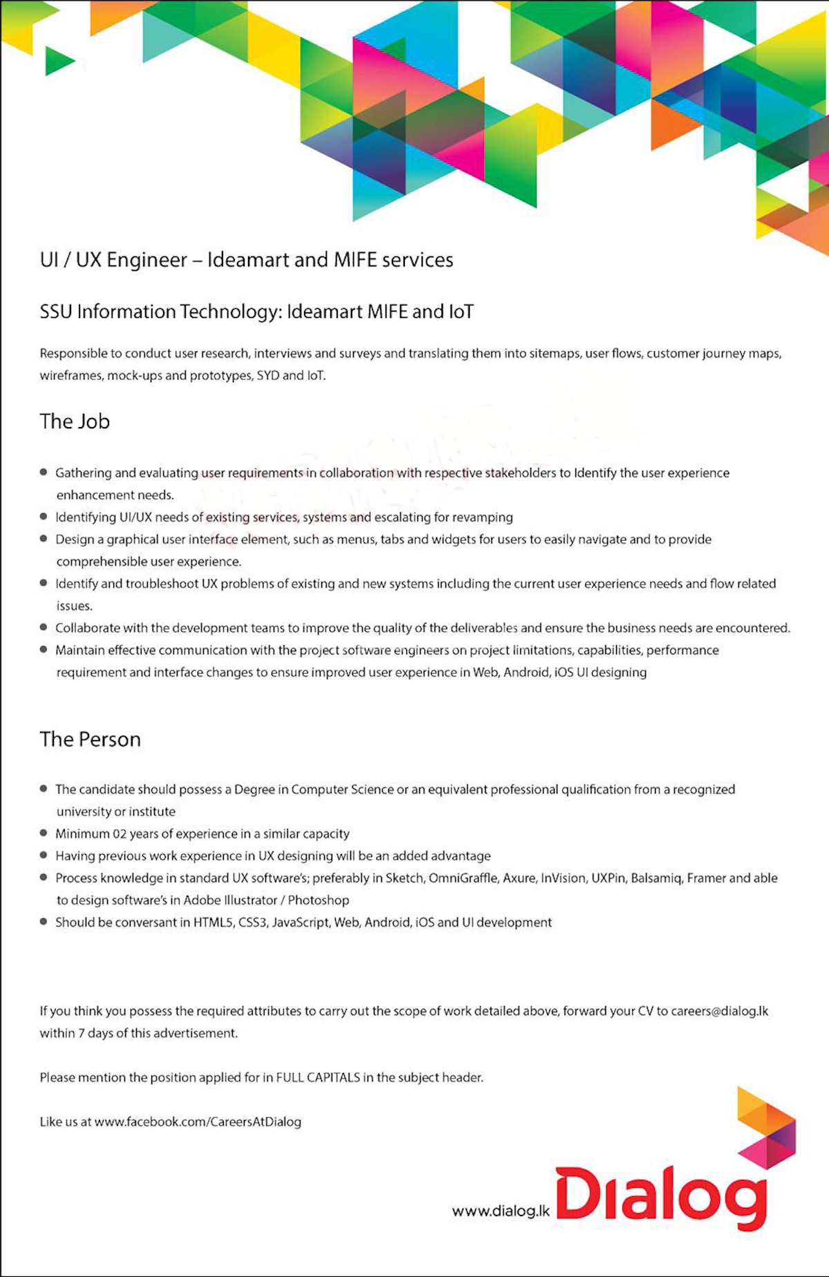 UI / UX Engineer - Ideamart and MIFE Services