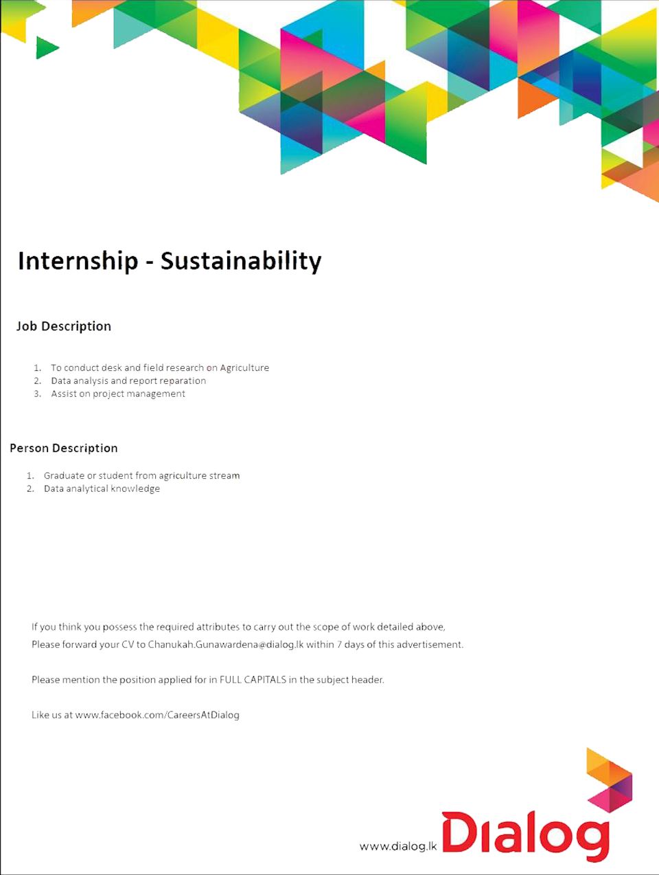 Internship - Sustainability 