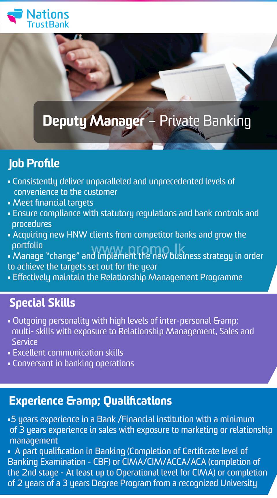 Deputy Manager - Private Banking