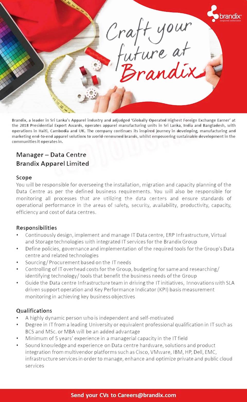 Manager - Data Centre