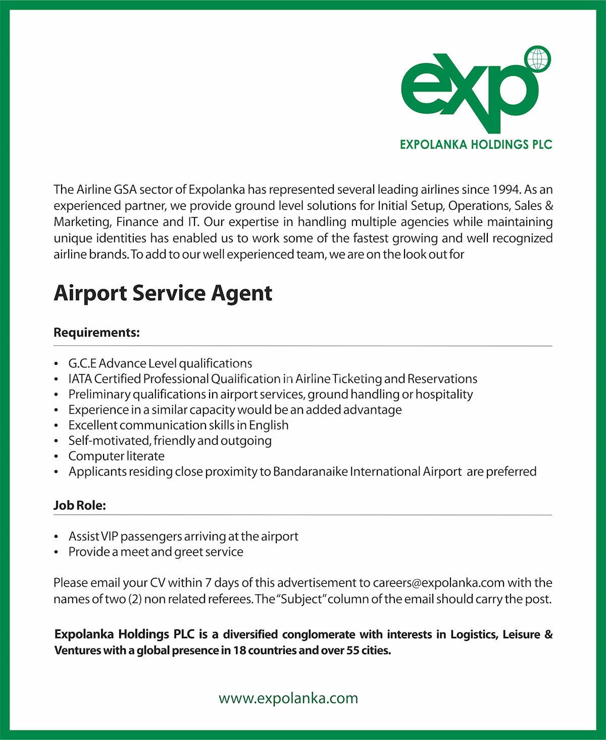 airport-service-agent-at-expolanka-holdings