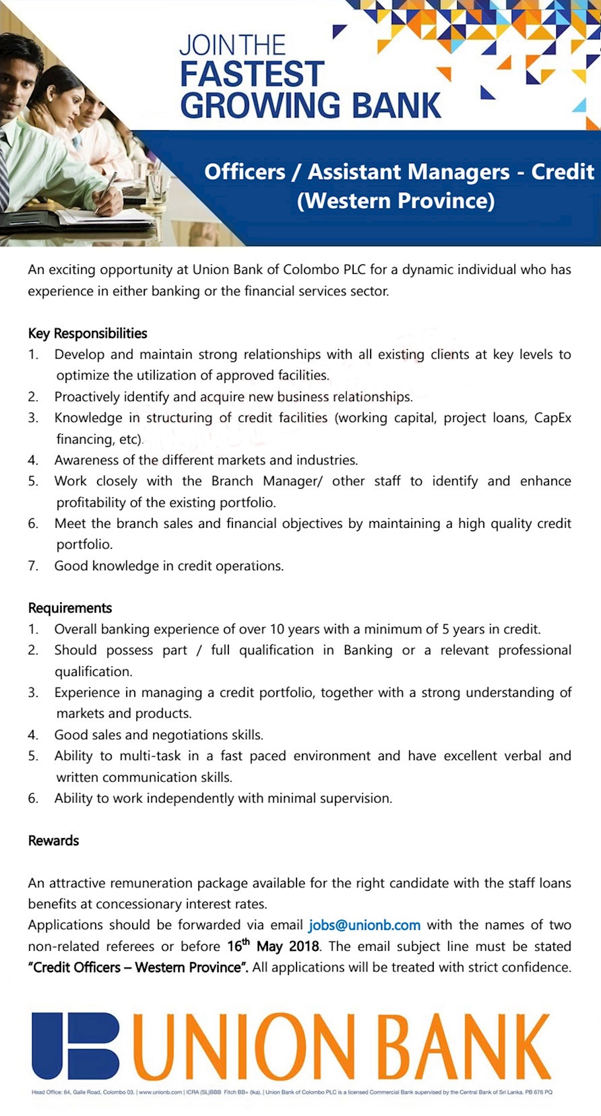 Officers / Assistant Managers - Credit (Western Province)