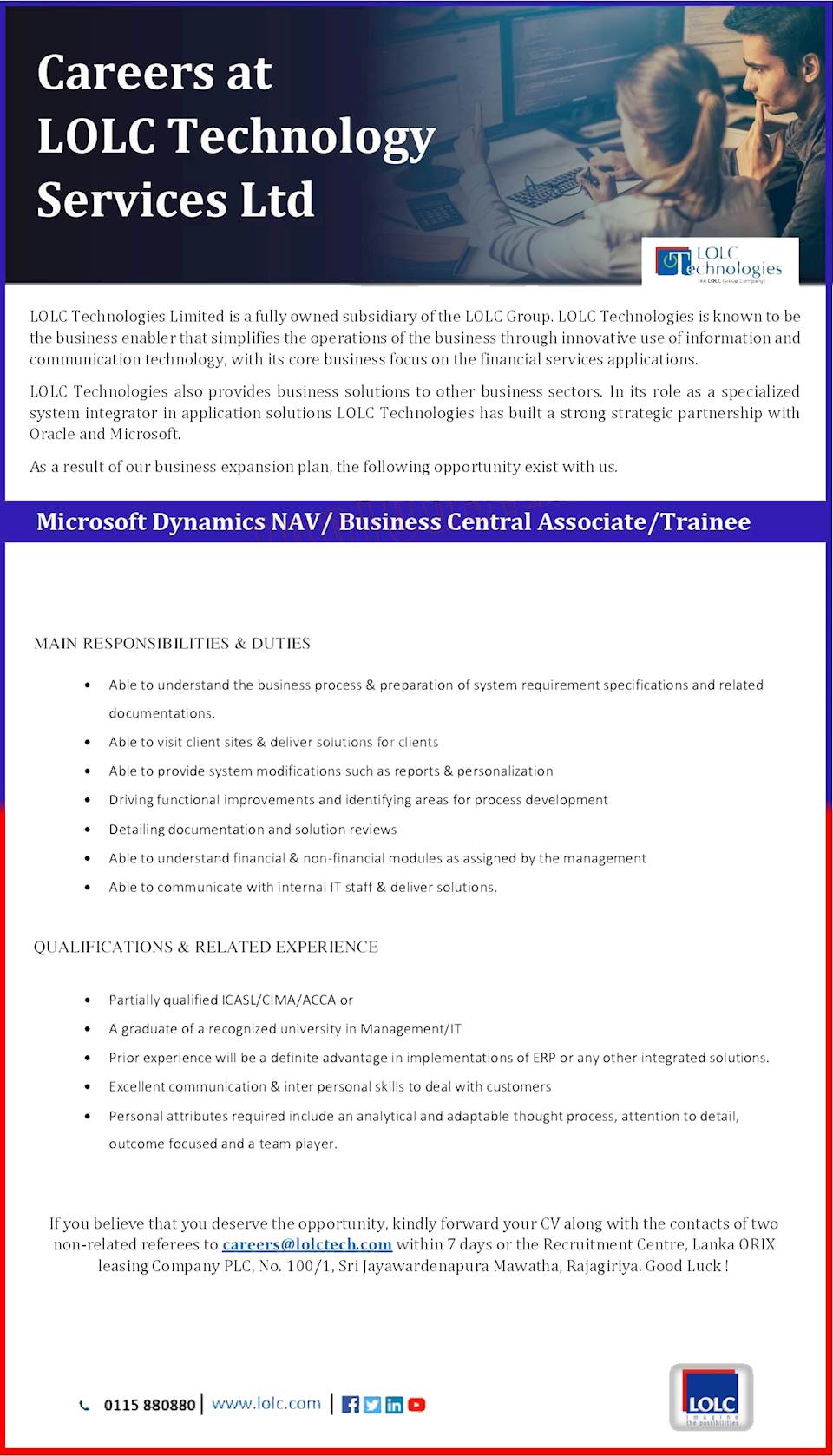 Microsoft Dynamics NAV/Business Central Associate/Trainee