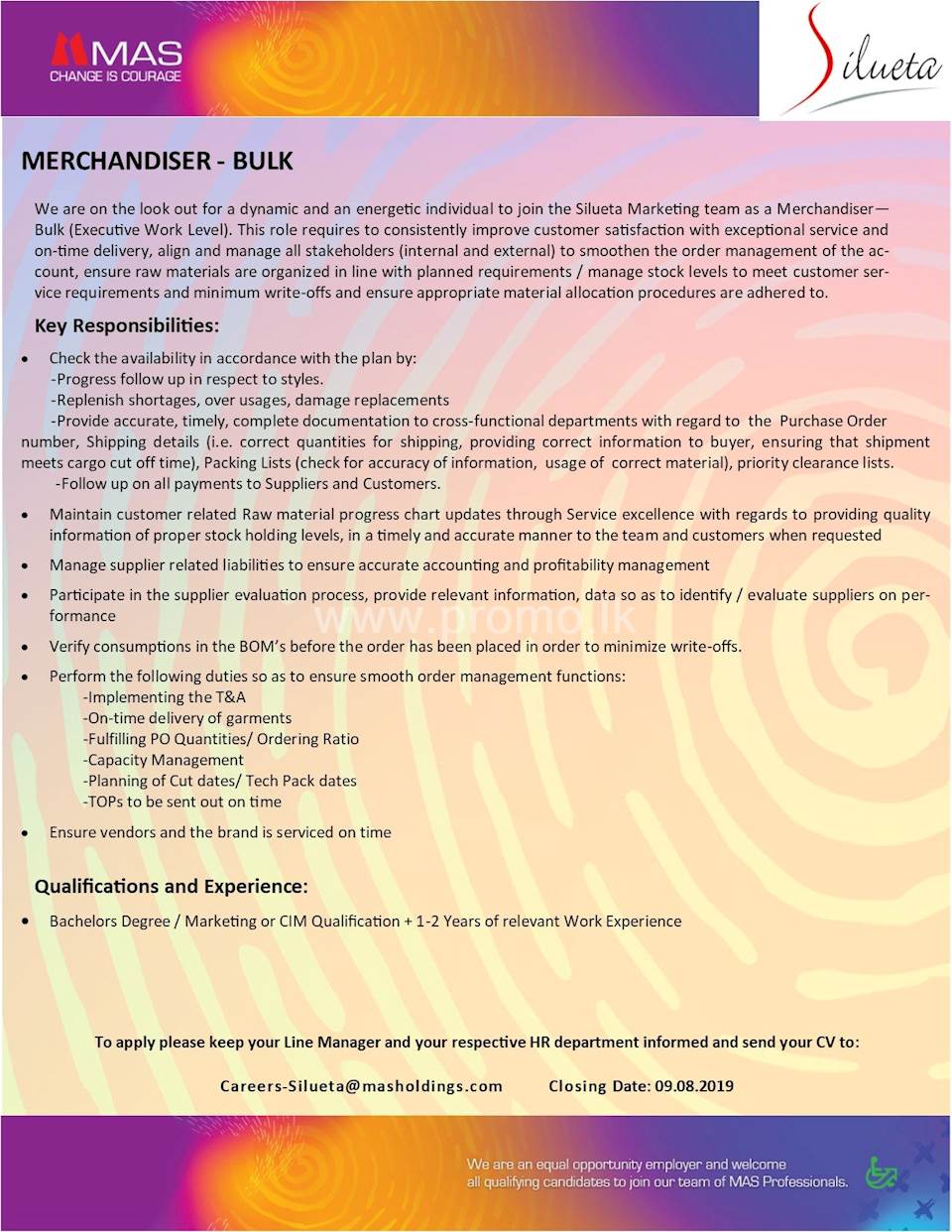 Merchandiser Bulk at MAS Holdings