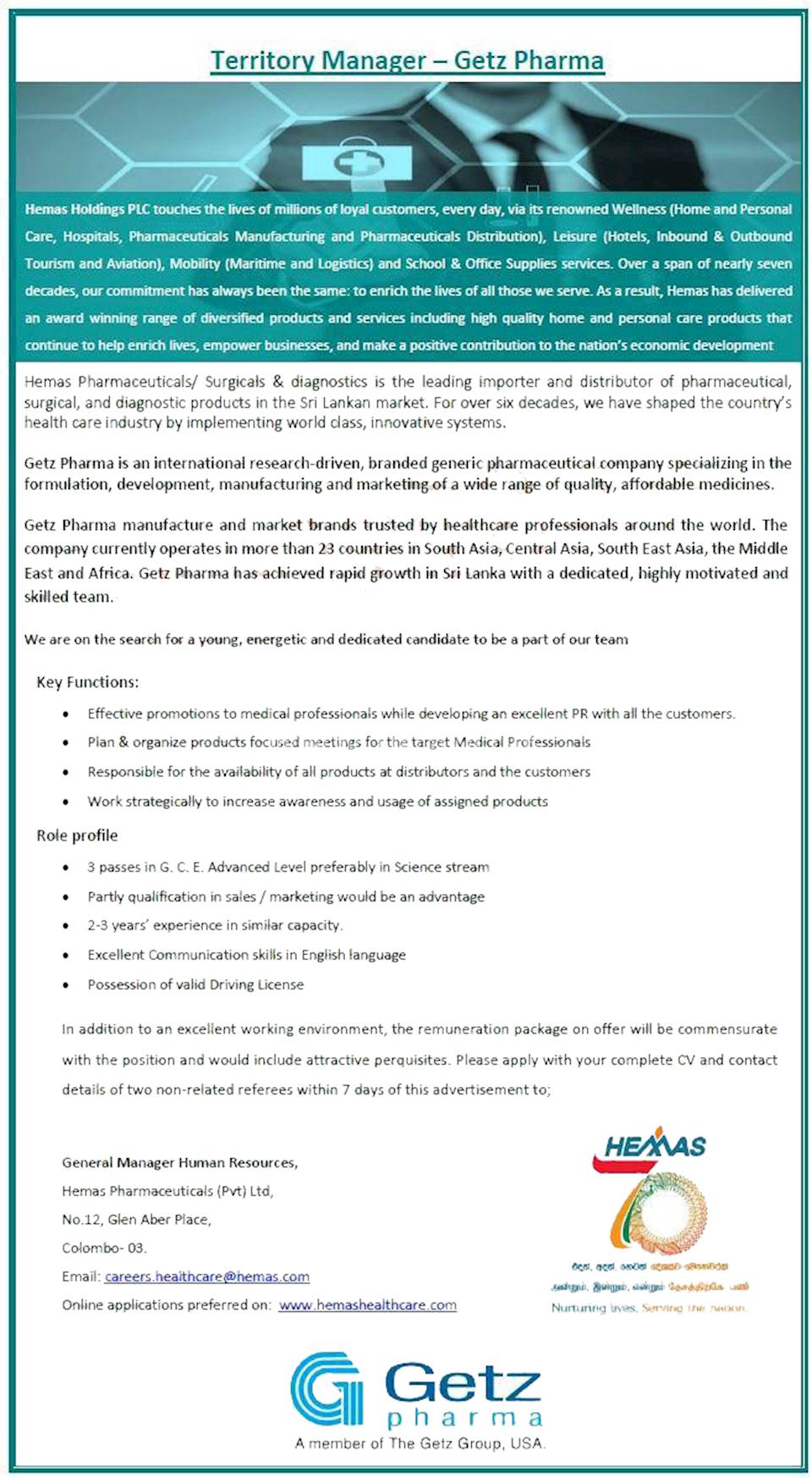 Territory Manager - Getz Pharma 