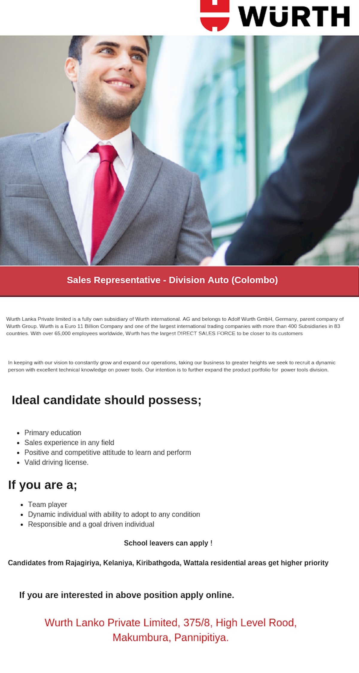 Sales Representative - Division (Auto)
