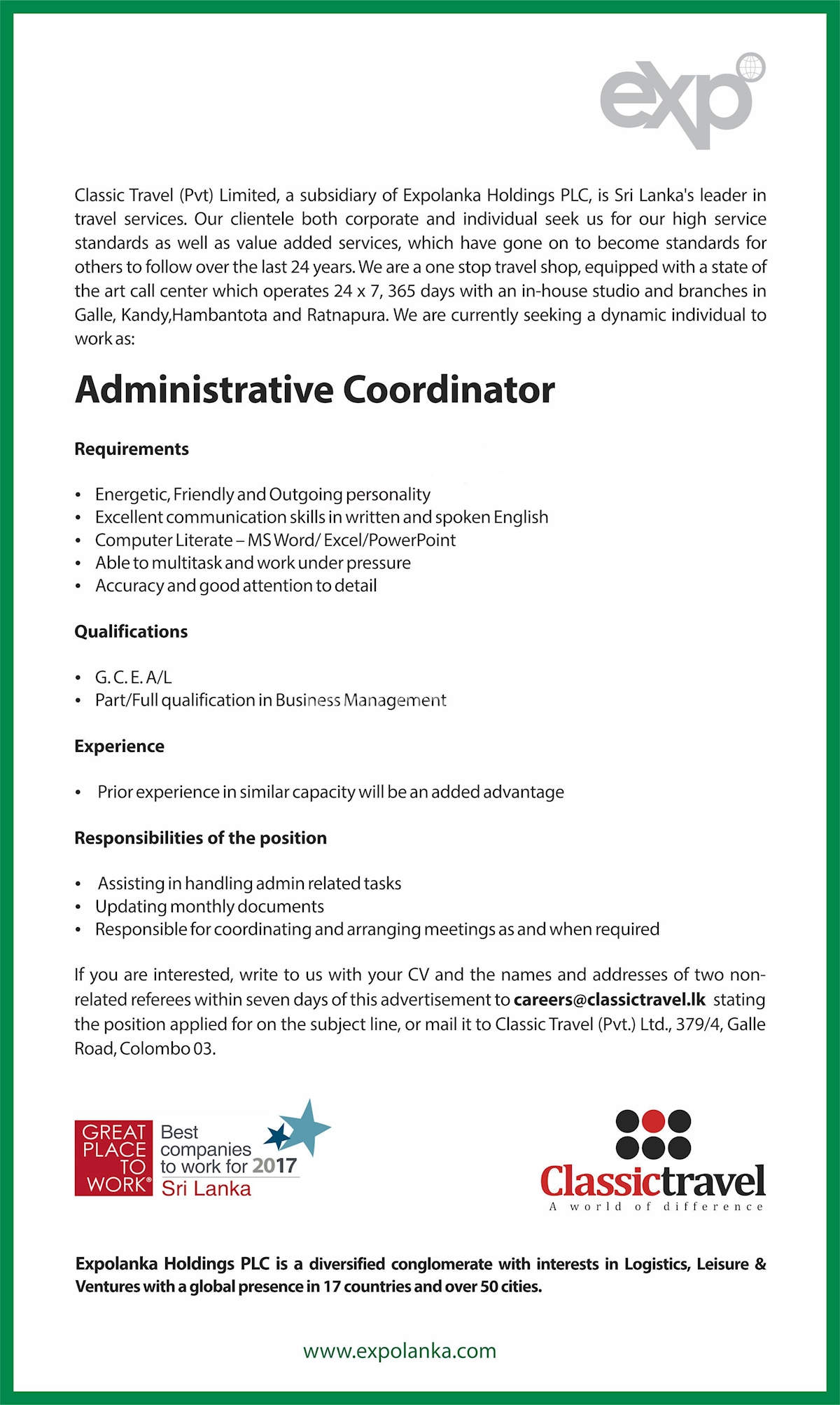 Administrative Coordinator 