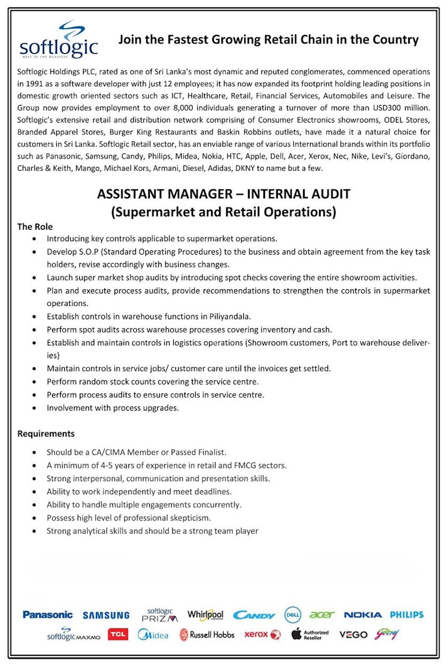 Assistant Manager - Internal Audit (Supermarket and Retail Operations)