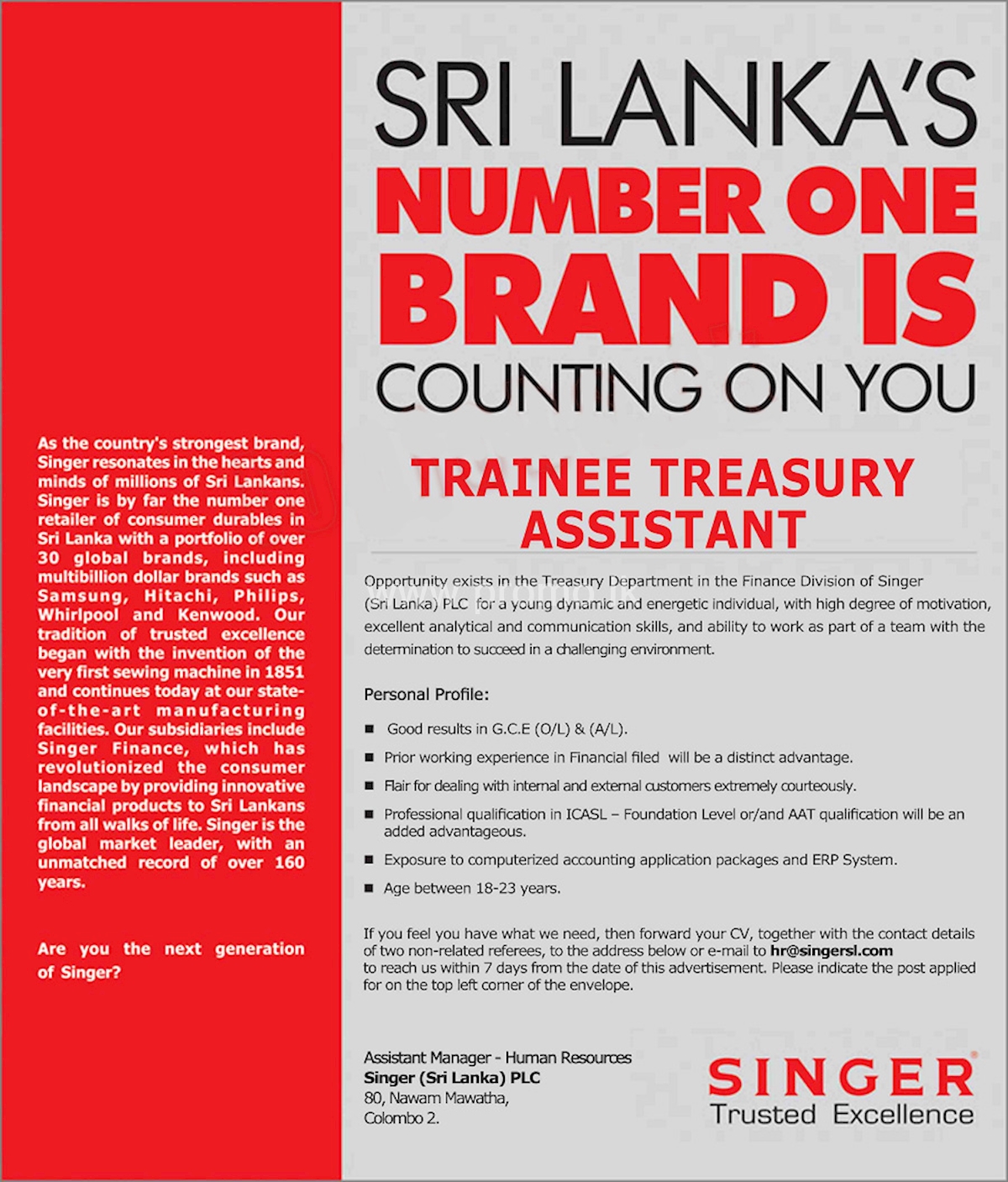 Trainee Treasury Assistant