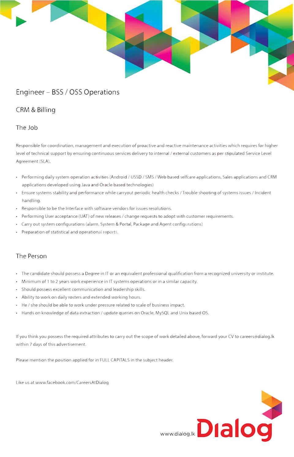 Engineer - BSS / OSS Operations 