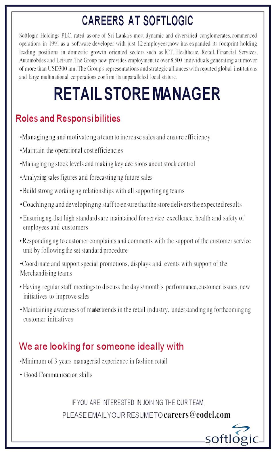 Retail Store Manager
