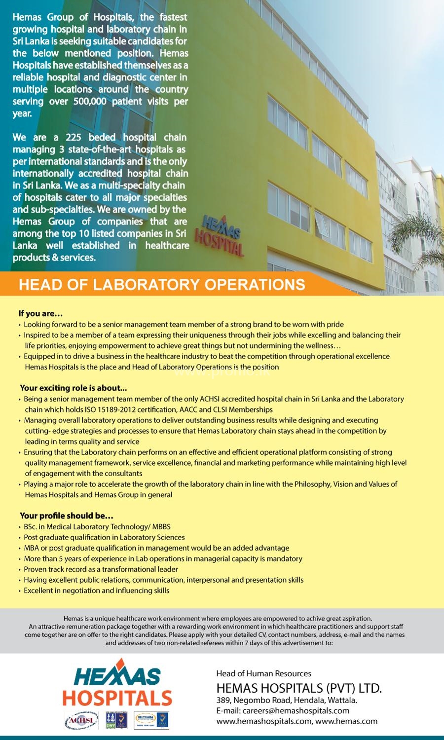 Head of Laboratory Operations