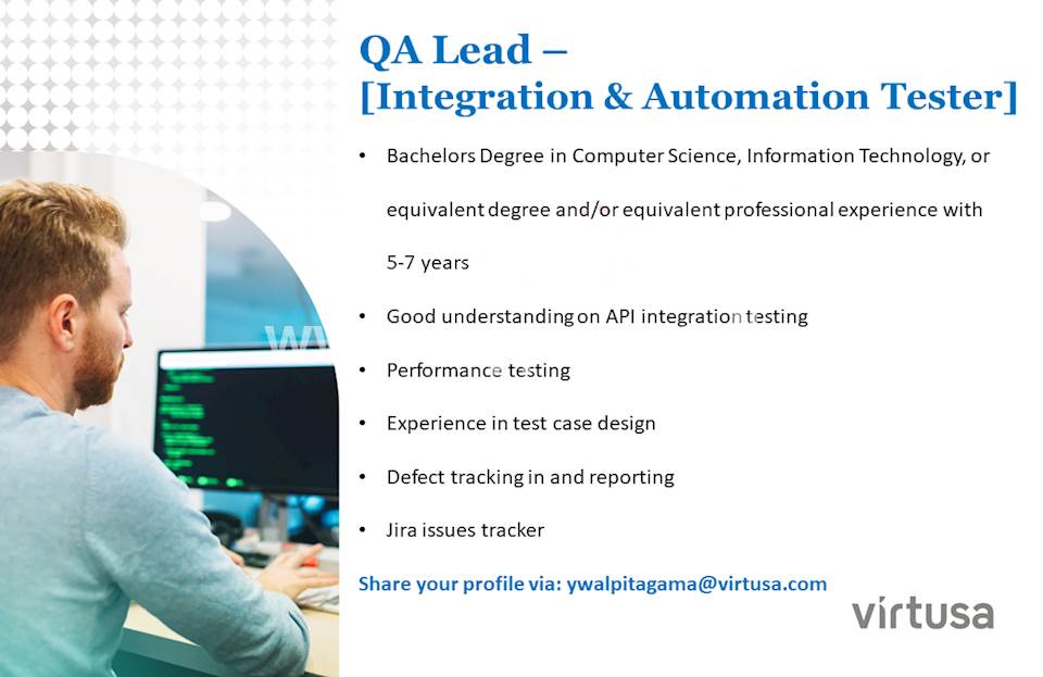 QA Lead - (Integration & Automation Tester)