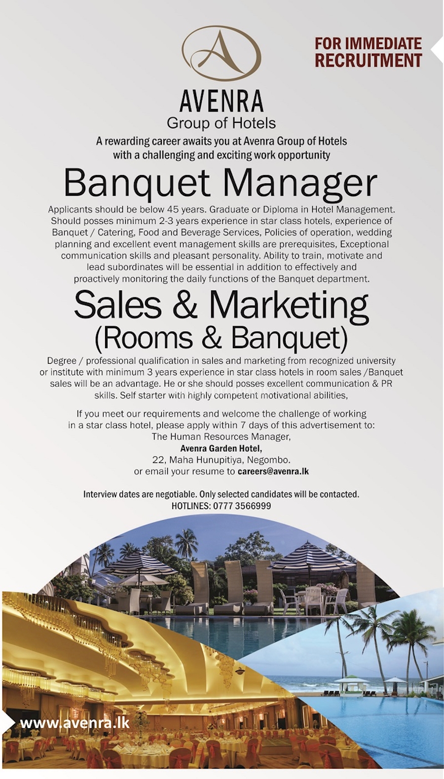 Banquet Manager / Sales and Marketing ( Rooms and Banquet )